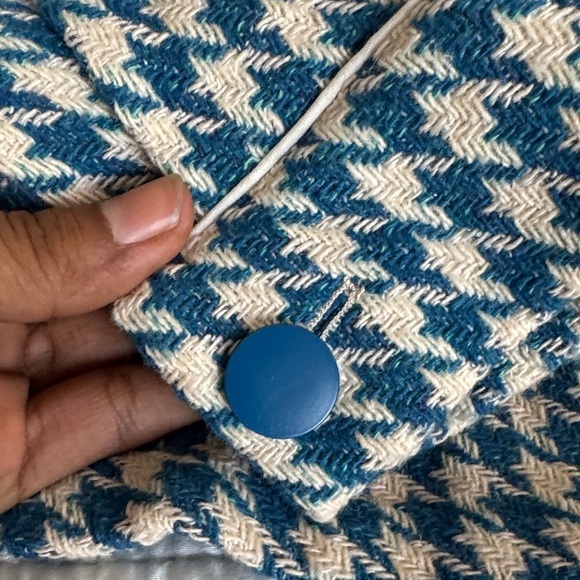 DOLAN Blue and White Houndstooth high low cropped Jacket size XS - Picture 6 of 9